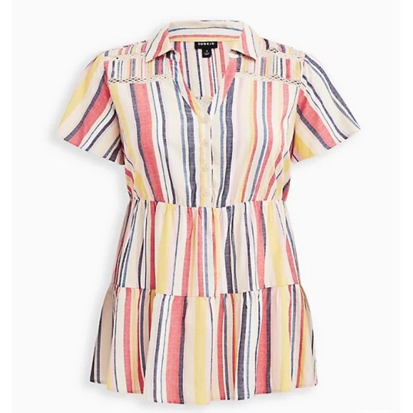 TORRID BABYDOLL TUNIC RAYON MULTI STRIPE TOP SIZE 2X NWT - Picture 5 of 5